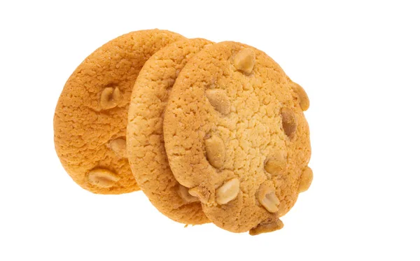 Galletas Con Cacahuetes Aislados Sobre Fondo Blanco —  Fotos de Stock