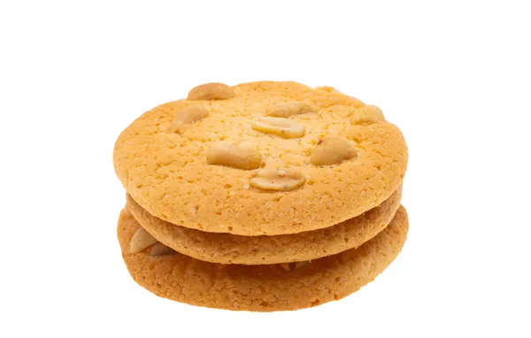 Cookies Com Amendoins Isolados Sobre Fundo Branco — Fotografia de Stock