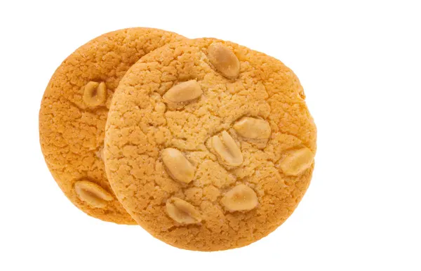 Cookies Com Amendoins Isolados Sobre Fundo Branco — Fotografia de Stock