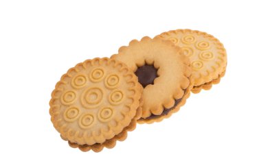 Beyaz arka plan üzerinde izole sandviç kurabiye 