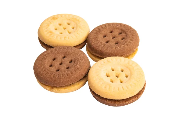 Galletas Sándwich Aisladas Sobre Fondo Blanco —  Fotos de Stock