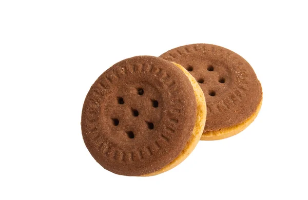 Sandwich Cookies Isolerad Vit Bakgrund — Stockfoto