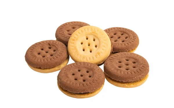 Soubory Cookie Sandwich Izolovaných Bílém Pozadí — Stock fotografie