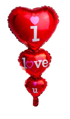 Beyaz arka plan üzerinde izole kalp kırmızı balon 