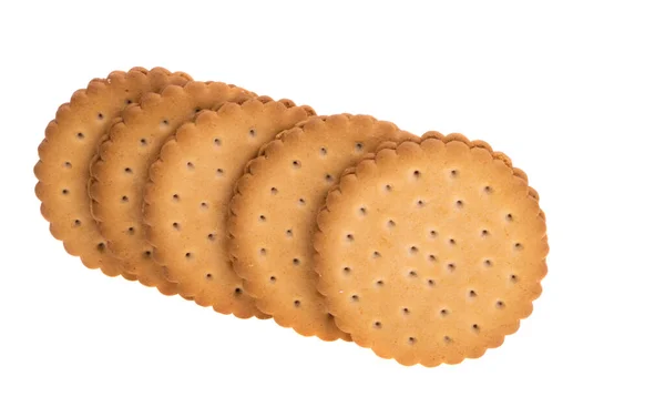 Dubbele Koekjes Met Aardbeienroom Geïsoleerd Witte Achtergrond — Stockfoto