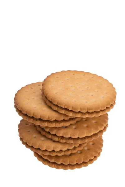 Biscotti Doppi Con Crema Fragole Isolata Fondo Bianco — Foto Stock