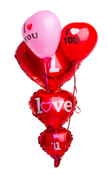 Röd Ballong Hjärtat Isolerad Vit Bakgrund — Stockfoto