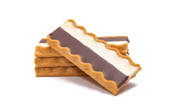 Cookie Sötét Fehér Csokoládé Elszigetelt Fehér Háttér — Stock Fotó