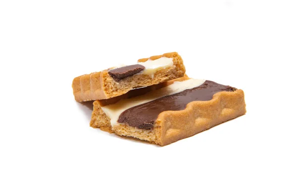 Koekjes Met Donkere Witte Chocolade Geïsoleerd Witte Achtergrond — Stockfoto