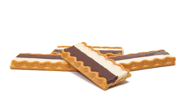 Biscotti Con Cioccolato Fondente Bianco Isolato Sfondo Bianco — Foto Stock