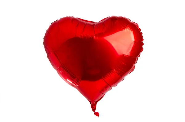 Красный Шарик Сердце Изолированы Белом Фоне — стоковое фото
