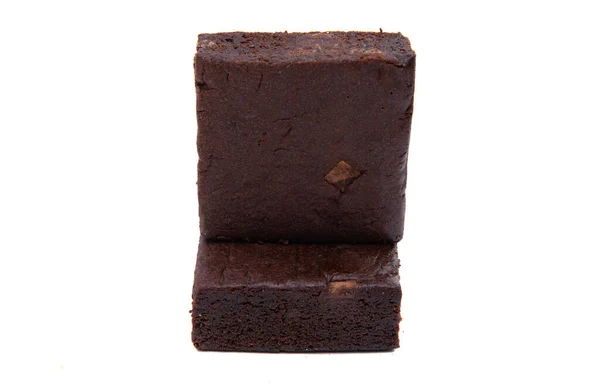 Choklad Brownie Isolerad Vit — Stockfoto