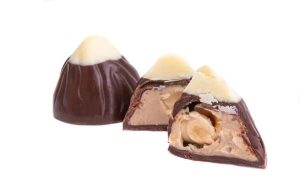 Bonbons Chocolat Isolés Sur Fond Blanc — Photo