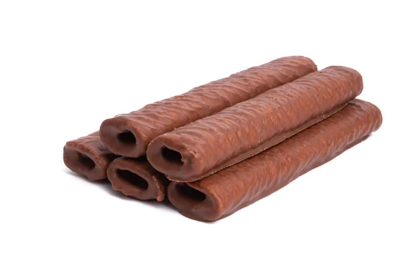 Choklad Rullar Isolerad Vit Bakgrund — Stockfoto