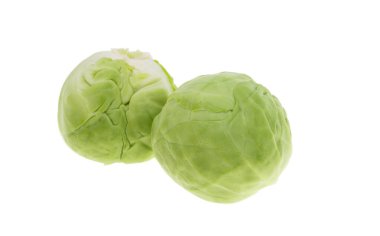 Beyaz arkaplanda Brüksel lahanası 