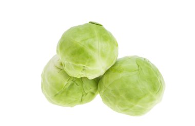 Beyaz arkaplanda Brüksel lahanası 