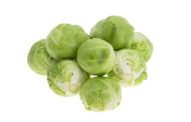 Beyaz arkaplanda Brüksel lahanası 