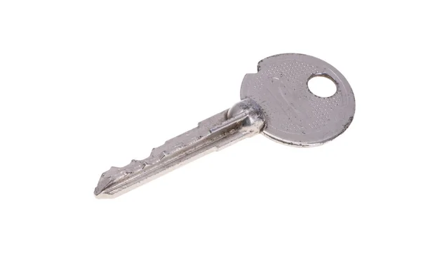 Old Door Key Isolated White Background — 图库照片