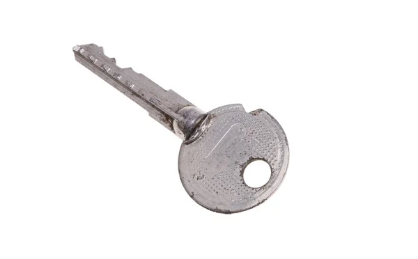 Old Door Key Isolated White Background — стоковое фото
