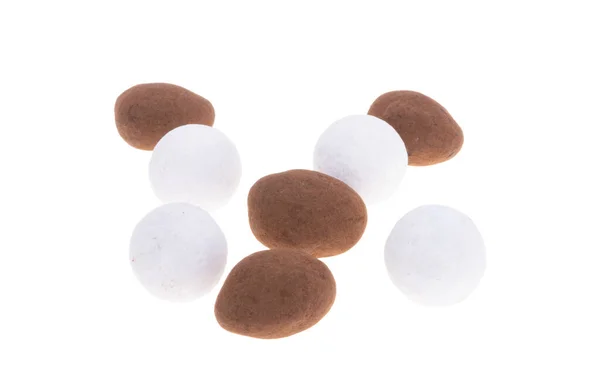 White Chocolate Balls Isolated White Background — 图库照片