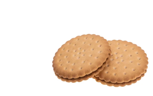 Dvojité Soubory Cookie Izolované Bílém Pozadí — Stock fotografie