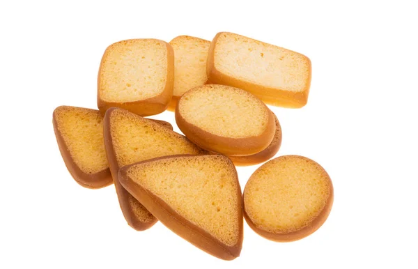 Pequenos Croutons Isolados Fundo Branco — Fotografia de Stock