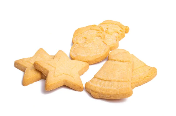 Kerstkoekjes Geïsoleerd Witte Achtergrond — Stockfoto