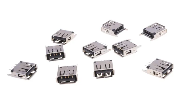 Conector Usb Isolado Fundo Branco — Fotografia de Stock