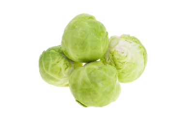 a bunch of brussels sprouts on a white background 