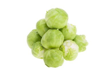 a bunch of brussels sprouts on a white background 