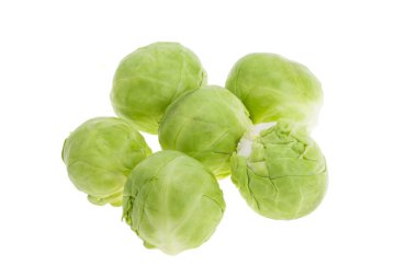 a bunch of brussels sprouts on a white background 