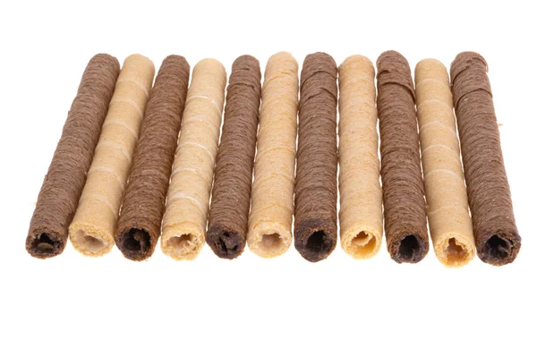 Wafer Rolls Isolated White Background — Stock Photo, Image