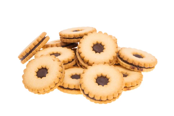Подвійне Печиво Шоколадом Ізольоване Білому Фоні — стокове фото