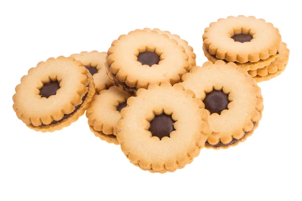 Подвійне Печиво Шоколадом Ізольоване Білому Фоні — стокове фото
