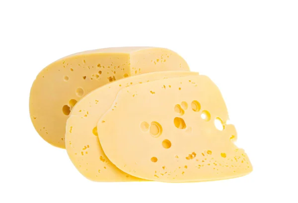 Käse Mit Löchern Isoliert Auf Weißem Hintergrund — Stockfoto