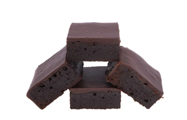 Amerikansk Chokladbrownie Isolerad Vit Bakgrund — Stockfoto