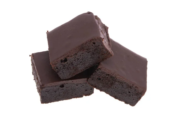Csokoládé Amerikai Brownie Elszigetelt Fehér Background — Stock Fotó
