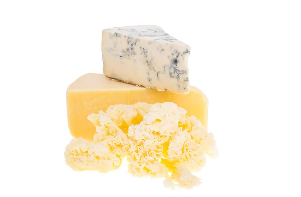 チーズの三角形の白い背景の分離 — ストック写真