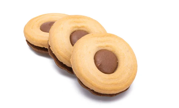 Dupla Cookie Elszigetelt Fehér Háttér — Stock Fotó