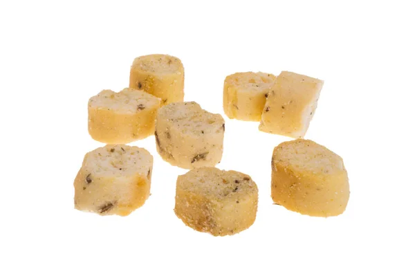 Croutons Isolados Sobre Fundo Branco — Fotografia de Stock