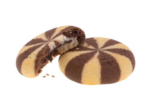 Randiga Cookies Isolerade Vit Bakgrund — Stockfoto