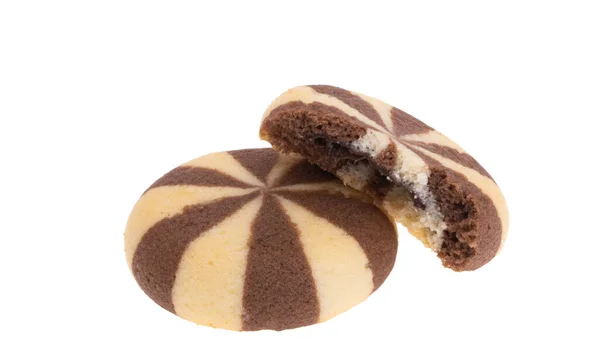 Gestreepte Cookies Geïsoleerd Witte Achtergrond — Stockfoto