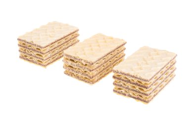 Beyaz arkaplanda izole edilmiş waffle 'lar 