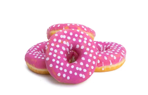 Donuts Esmalte Rosa Isolado Sobre Fundo Branco — Fotografia de Stock