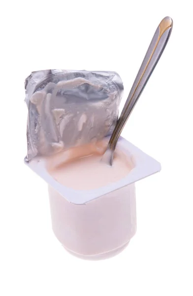 Jogurt Izolované Bílém Pozadí — Stock fotografie