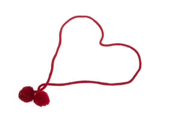 Red Rope Heart Isolated White Background — Stock Photo, Image