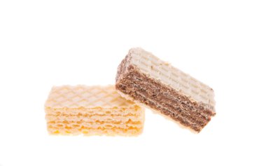 Beyaz arkaplanda izole edilmiş waffle 'lar 