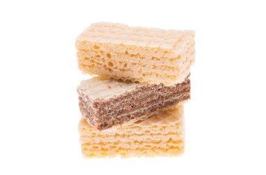 Beyaz arkaplanda izole edilmiş waffle 'lar 