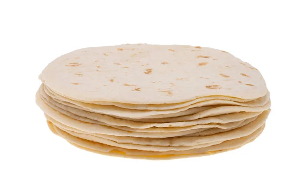 Plat Brood Lavash Geïsoleerd Witte Achtergrond — Stockfoto