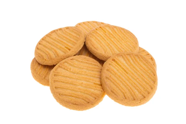 Máslo Kulaté Cookie Izolované Bílém Pozadí — Stock fotografie